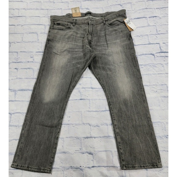 Polo Ralph Lauren MENS SIZE 42X30 Slim Fit Jeans Gray Denim Rope Dyed